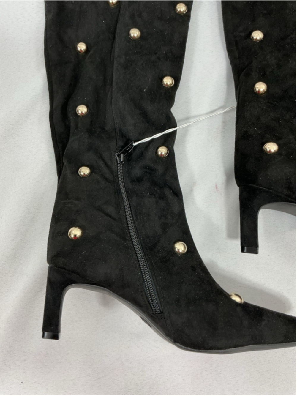 Womans NWT A New Day Justice Black Knee High Boots Size 6.5 Studs Kitten Heel - Picture 2 of 8